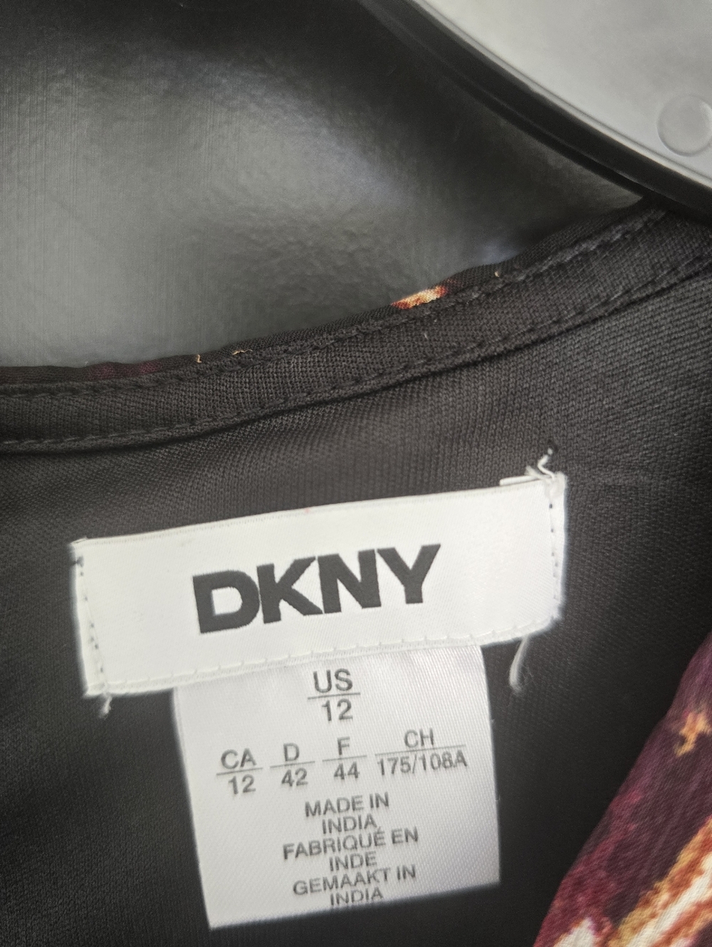 NWT DKNY Women’s Floral Wrap Dress Size 12 Black Long Sleeve Ruffle Midi Dress - Picture 7 of 11